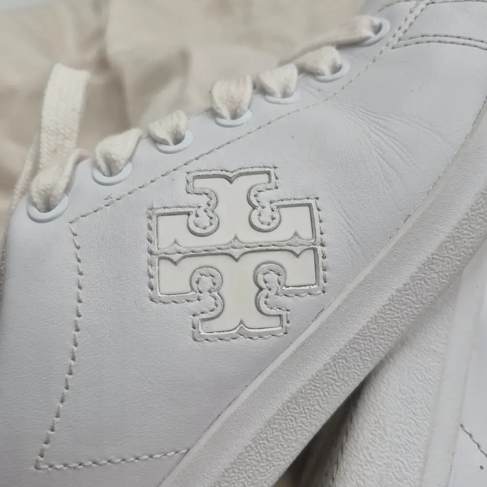 Tory Burch Howell Court sneakers white leather upper and heel trim Womens Size 6